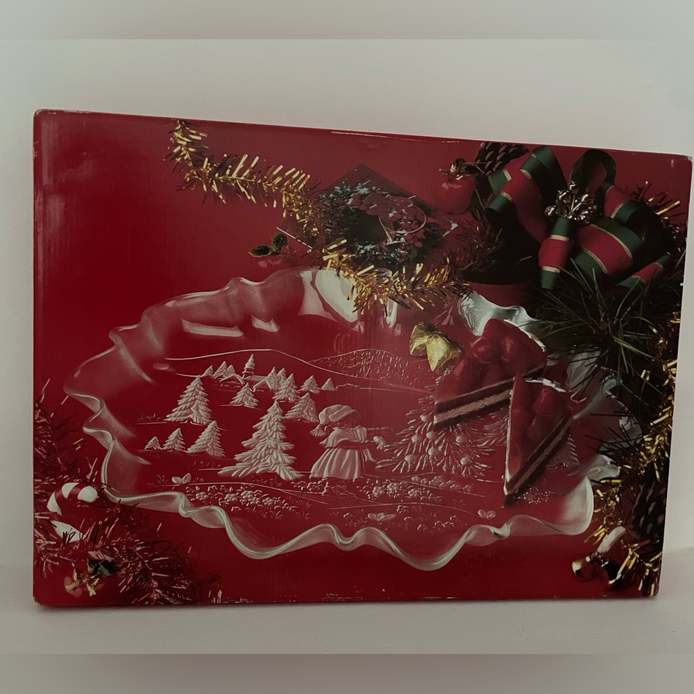 Mikasa Vintage “Christmas Story" Frosted Oval Canape 17 1/4" Large Platter
